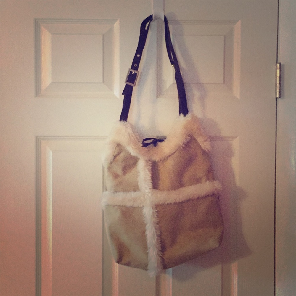 Faux suede and fur bag